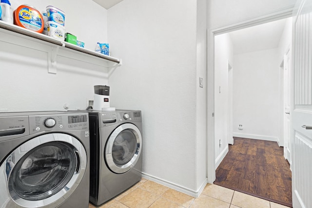 2725 Albatross Ln, Fort Worth, TX 76177 - laundry area featuring independent washer and dryer and light tile patterned flooring