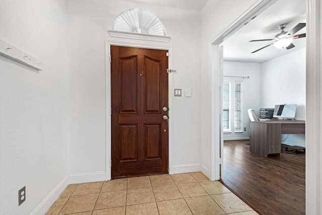 2725 Albatross Ln, Fort Worth, TX 76177 - foyer with light tile patterned floors and ceiling fan