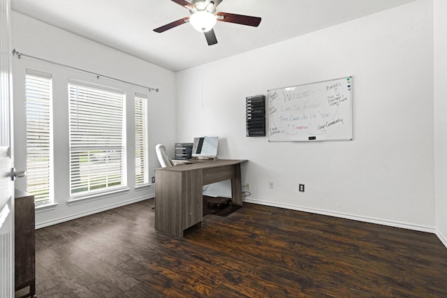 2725 Albatross Ln, Fort Worth, TX 76177 - office space featuring a ceiling fan and dark wood-style flooring