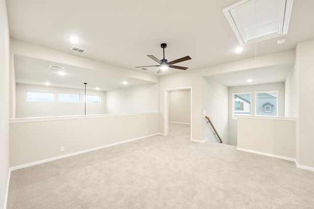 4400 Copper Point Dr, Fort Worth, TX 76036 - empty room featuring attic access, carpet flooring, recessed lighting, and a ceiling fan