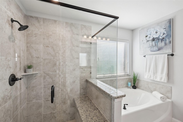 9413 Lakeway Dr, Denton, TX 76226 - bathroom with a shower stall and a garden tub