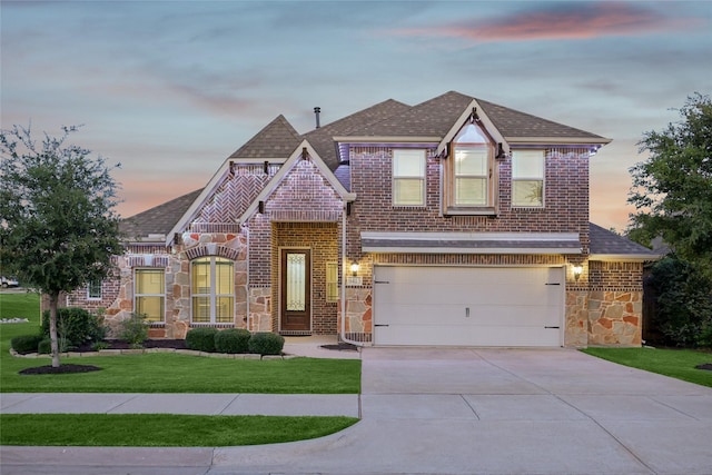 9413 Lakeway Dr, Denton, TX 76226 - view of front of property featuring driveway, a front lawn, and a shingled roof