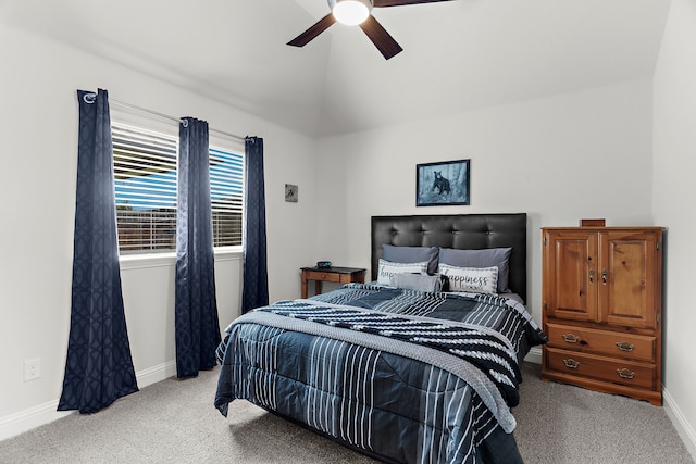 3509 Concord Dr, Melissa, TX 75454 - bedroom with light colored carpet, lofted ceiling, baseboards, and ceiling fan