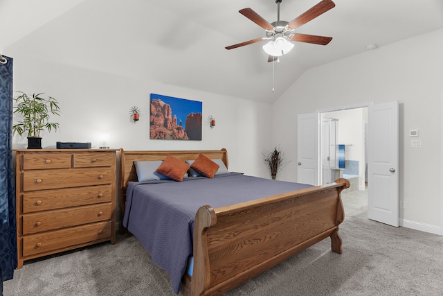 3509 Concord Dr, Melissa, TX 75454 - bedroom featuring vaulted ceiling, carpet floors, a ceiling fan, and baseboards