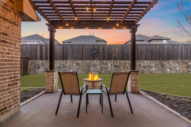 3509 Concord Dr, Melissa, TX 75454 - view of patio / terrace featuring an outdoor fire pit and a pergola