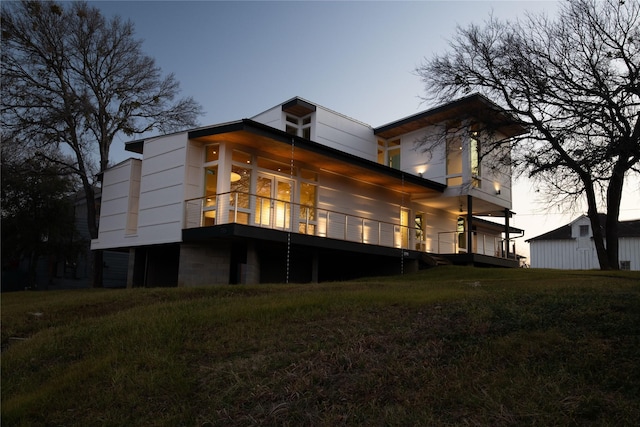 view of property exterior with a yard