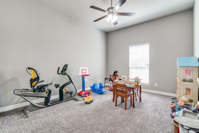 6565 Oak Point Cir, Royse City, TX 75189 - playroom featuring carpet, baseboards, and a ceiling fan
