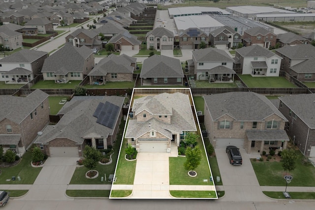 aerial view with a residential view