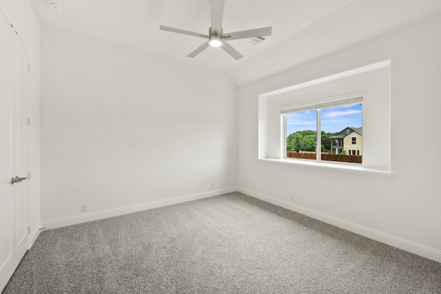 4217 Bel Air Dr, Midlothian, TX 76065 - carpeted empty room with baseboards, a ceiling fan, and vaulted ceiling