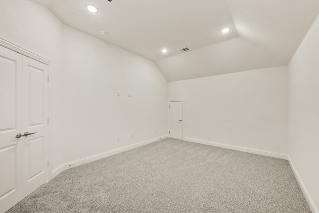 4217 Bel Air Dr, Midlothian, TX 76065 - additional living space featuring light colored carpet, recessed lighting, lofted ceiling, and baseboards