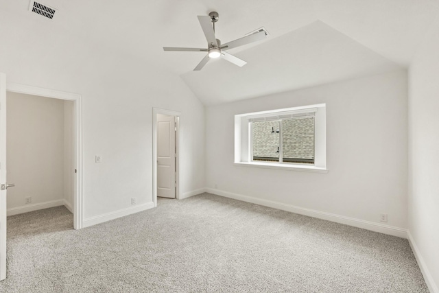 4217 Bel Air Dr, Midlothian, TX 76065 - unfurnished bedroom with carpet floors, baseboards, vaulted ceiling, and a ceiling fan