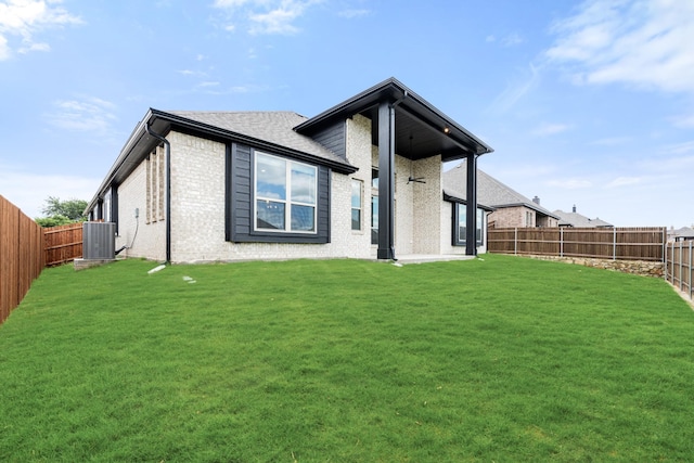 4217 Bel Air Dr, Midlothian, TX 76065 - rear view of property with cooling unit, brick siding, and a shingled roof