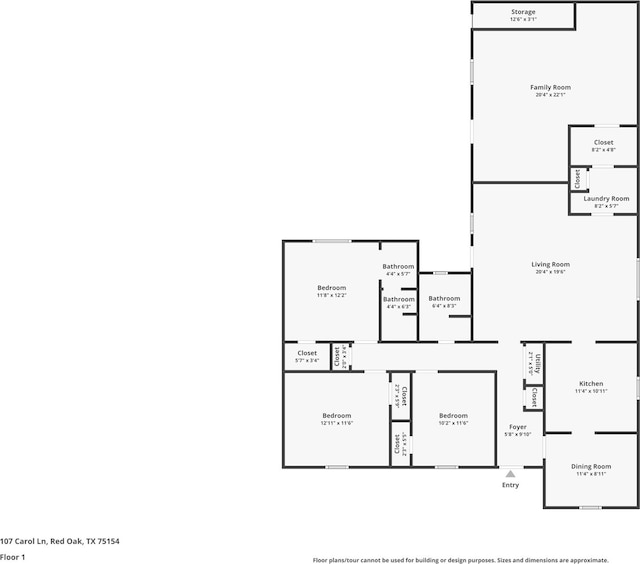 107 Carol Ln, Red Oak, TX 75154 - floor plan / room layout