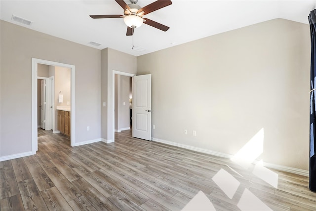 3954 Brangus Dr, Mckinney, TX 75071 - unfurnished bedroom with visible vents, ceiling fan, wood finished floors, and baseboards