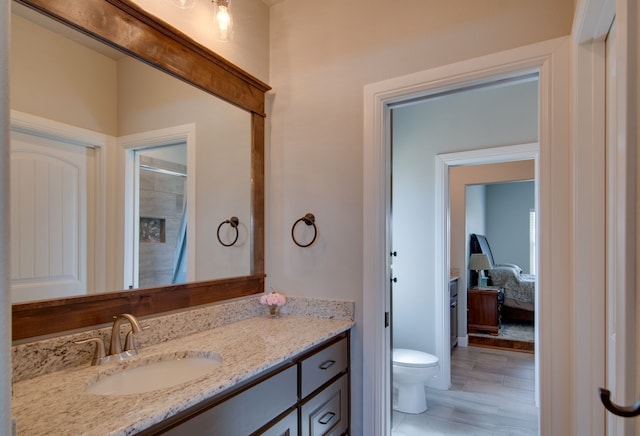 full bathroom featuring vanity and toilet