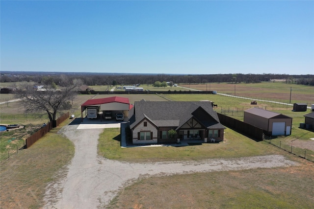 drone / aerial view with a rural view