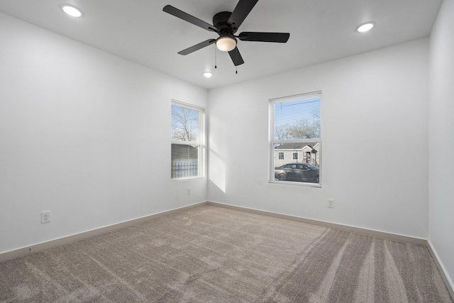 4726 Bartlett Ave, Dallas, TX 75216 - empty room featuring carpet, ceiling fan, recessed lighting, and baseboards