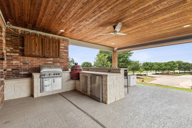 9601 Delmonico Dr, Fort Worth, TX 76244 - view of patio / terrace featuring exterior kitchen, grilling area, and ceiling fan