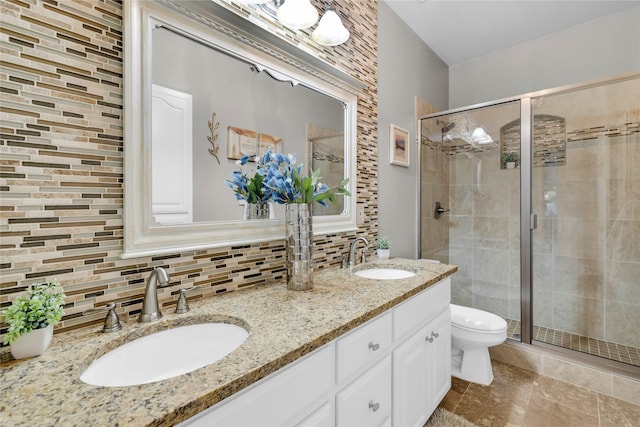4933 County Road 340, Mckinney, TX 75071 - bathroom featuring a sink, tasteful backsplash, and a stall shower