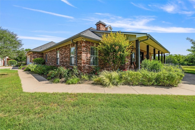 4933 County Road 340, Mckinney, TX 75071 - view of property exterior featuring a chimney, brick siding, and a yard