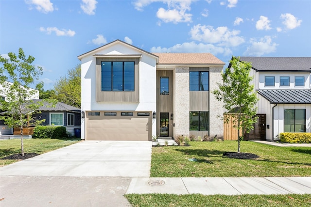 4415 Merrell Rd, Dallas, TX 75229 - contemporary home with a garage, driveway, and a front yard
