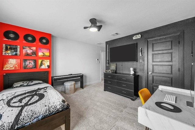 7436 Whisterwheel Way, Fort Worth, TX 76123 - carpeted bedroom with a ceiling fan, baseboards, and visible vents