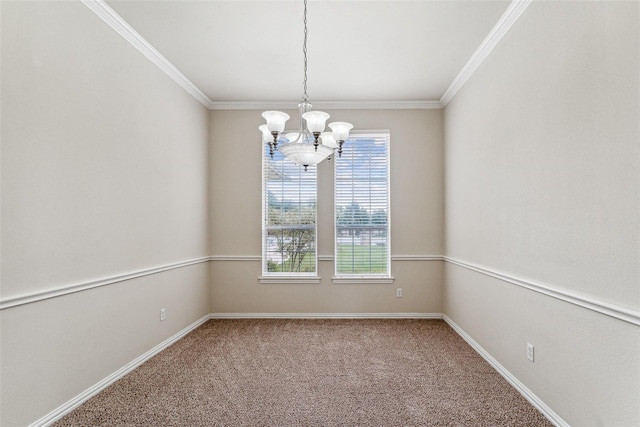 3104 Rim Rock Ct, Granbury, TX 76049 - carpeted empty room with baseboards, an inviting chandelier, and ornamental molding