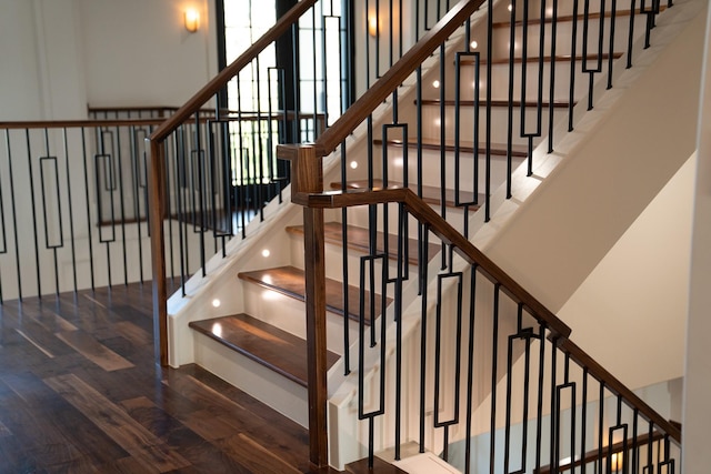 1230 Oak View Ct, Oak Point, TX 75068 - stairway featuring wood finished floors