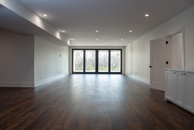 1230 Oak View Ct, Oak Point, TX 75068 - empty room featuring dark wood-style floors, recessed lighting, and baseboards