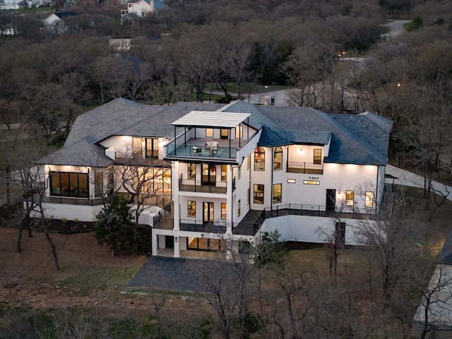 1230 Oak View Ct, Oak Point, TX 75068 - rear view of house featuring a balcony and stairs