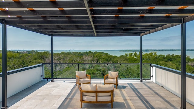 1230 Oak View Ct, Oak Point, TX 75068 - view of patio with a pergola, a water view, and a balcony