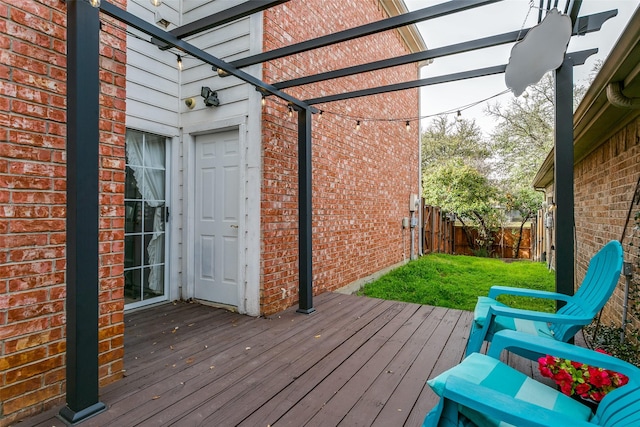 227 Moss Hill Rd, Irving, TX 75063 - deck with a fenced backyard and a pergola
