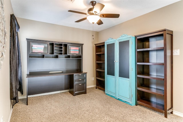 227 Moss Hill Rd, Irving, TX 75063 - unfurnished office with light carpet, ceiling fan, and baseboards