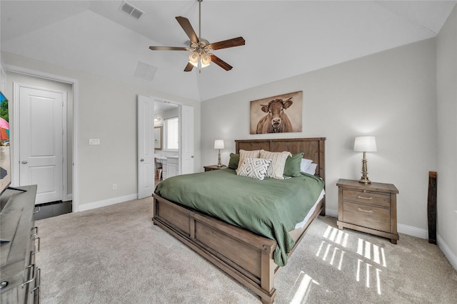 846 Underwood Ln, Celina, TX 75009 - bedroom featuring vaulted ceiling, carpet floors, baseboards, and ensuite bath