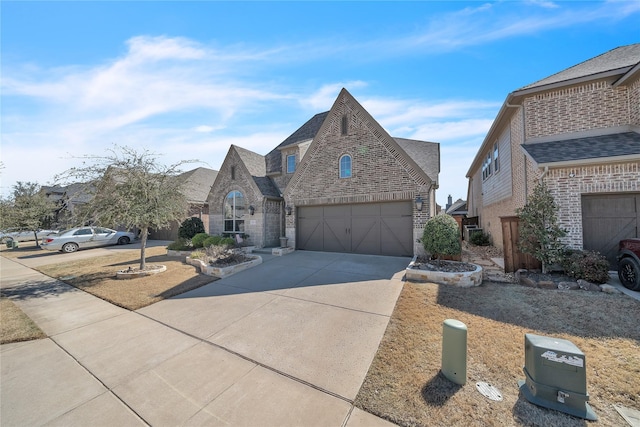 846 Underwood Ln, Celina, TX 75009 - french country home with brick siding, concrete driveway, and roof with shingles