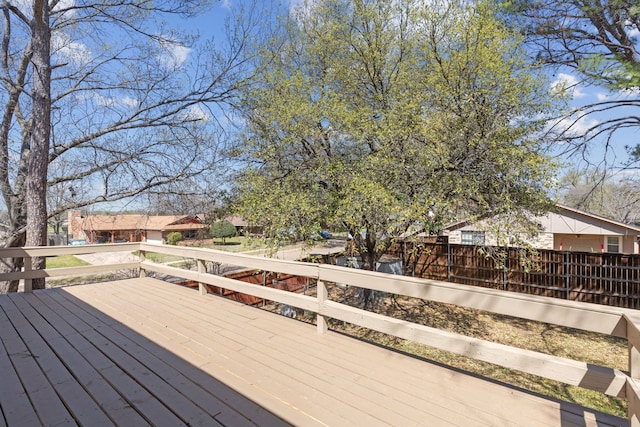 wooden deck featuring fence