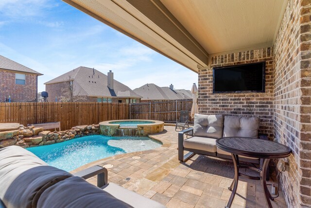 1229 Bridgeport Dr, Anna, TX 75409 - view of swimming pool with a patio, a fenced backyard, and a pool with connected hot tub