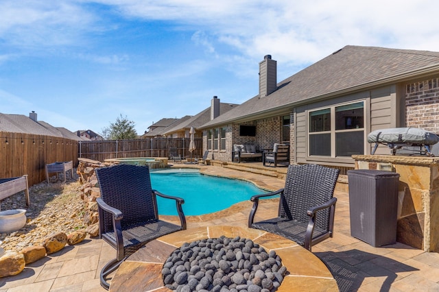 1229 Bridgeport Dr, Anna, TX 75409 - view of pool featuring a fenced backyard, a patio area, and a pool with connected hot tub
