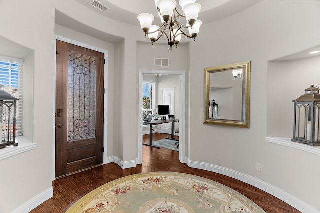 1229 Bridgeport Dr, Anna, TX 75409 - entryway with a chandelier, plenty of natural light, wood finished floors, and baseboards