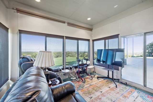 interior space with recessed lighting and a wealth of natural light