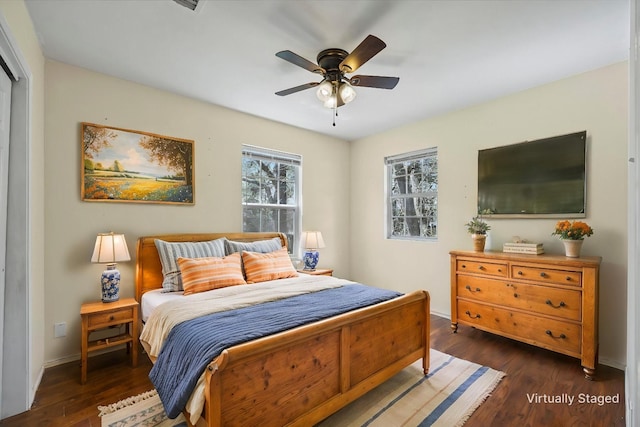 182 Kim St, Mount Vernon, TX 75457 - bedroom with baseboards, a ceiling fan, and wood finished floors