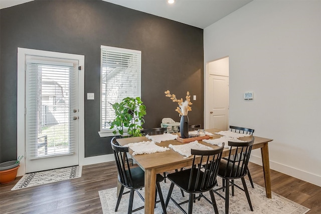 2320 Stella Ln, Northlake, TX 76247 - dining space with wood finished floors, baseboards, and a high ceiling