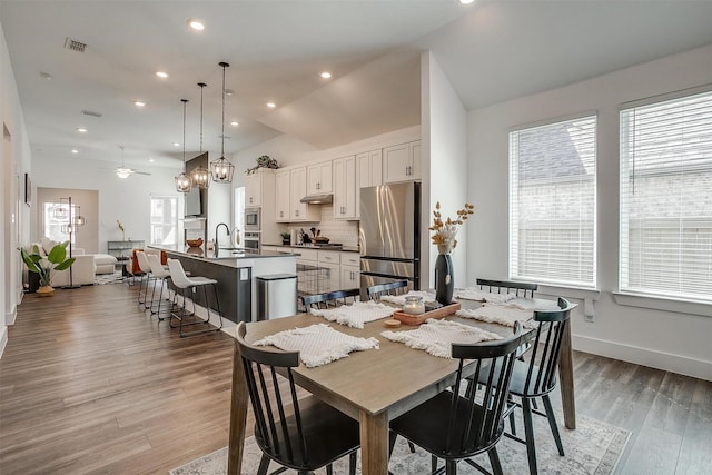 2320 Stella Ln, Northlake, TX 76247 - dining space featuring light wood finished floors, ceiling fan, recessed lighting, and baseboards