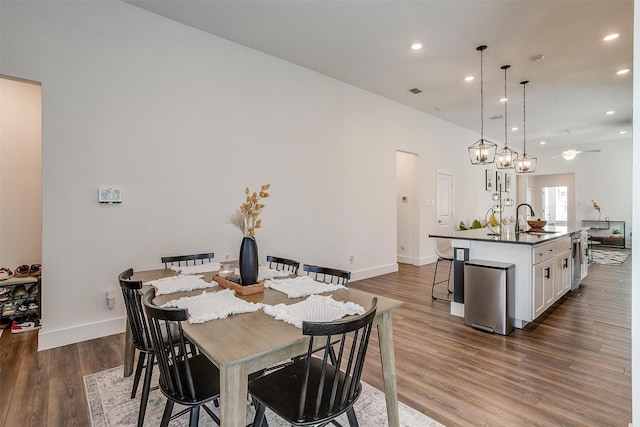 2320 Stella Ln, Northlake, TX 76247 - dining area featuring recessed lighting, wood finished floors, baseboards, and a ceiling fan