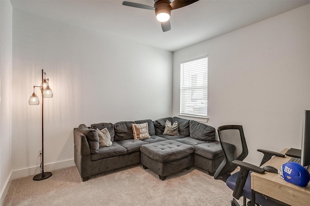2320 Stella Ln, Northlake, TX 76247 - living area with a ceiling fan, light carpet, and baseboards