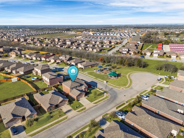 bird's eye view with a residential view