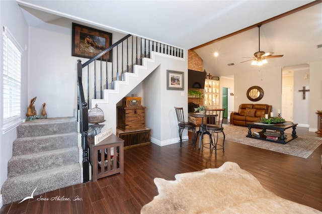 1426 Lakeview Rd, Abilene, TX 79602 - living area with stairs, wood finished floors, and a healthy amount of sunlight