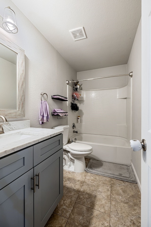 2408 Clairborne Dr, Fort Worth, TX 76177 - bathroom featuring vanity, shower / bath combination, and a textured ceiling