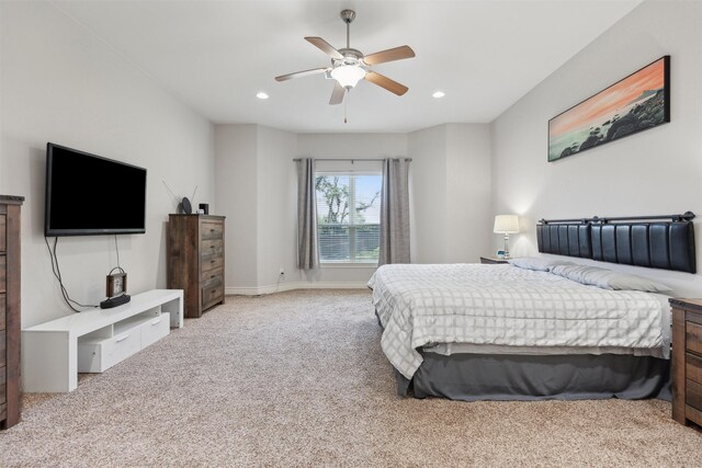 140 Dogwood Dr, Krugerville, TX 76227 - bedroom with a ceiling fan, recessed lighting, carpet, and baseboards