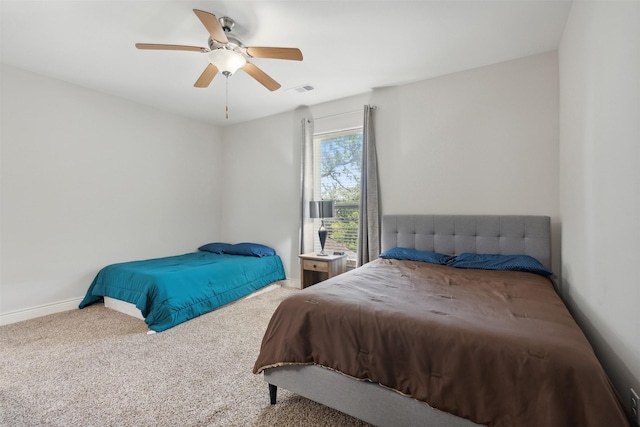 140 Dogwood Dr, Krugerville, TX 76227 - carpeted bedroom featuring baseboards, visible vents, and ceiling fan